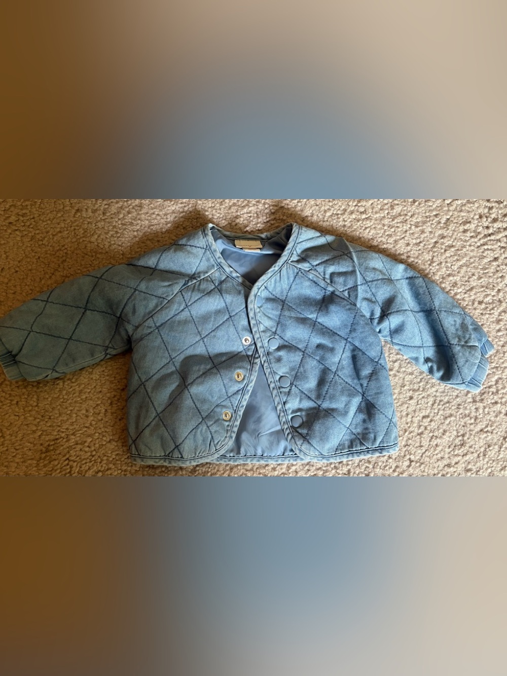 Cat & Jack Light Blue Quilted Snap-Front Jacket
